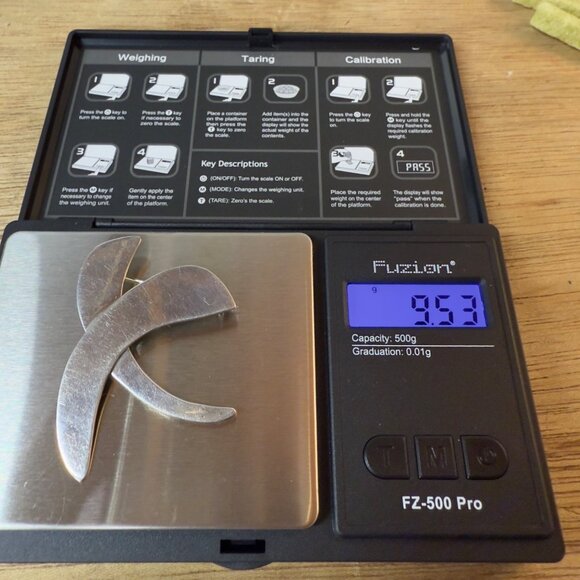 Vtg 925 Signed Sterling Silver Large Abstract Criscrossed Brooch Pin Modernist - Picture 11 of 11